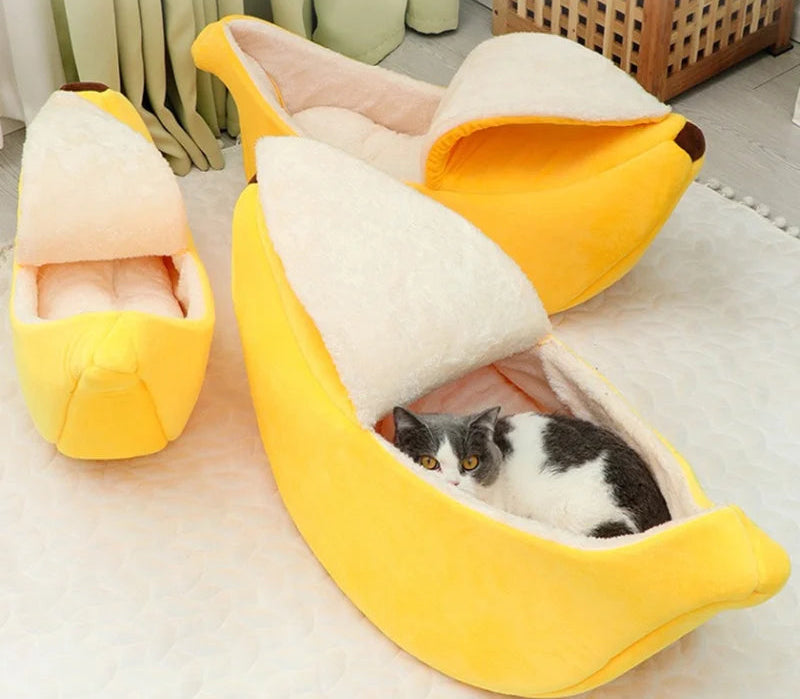 Banana Cat Bed House Funny Cute Cozy Cat Mat Beds Warm Durable Portable Pet Basket Kennel Dog Cushion Cat Supplies Multicolor