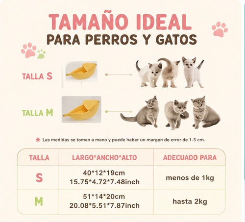 Cama Plátano KIVON para Gatos y Mascotas Pequeñas