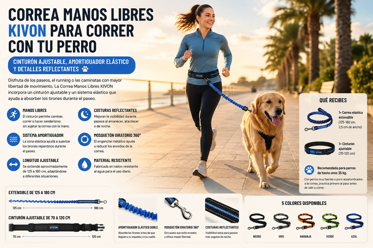 Correa Manos Libres KIVON para Correr y Pasear con tu Perro