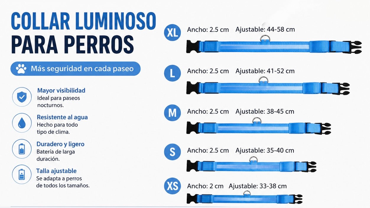 Collar LED Recargable KIVON para Perros